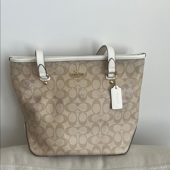 Coach Beige Signature Tote Bag - Picture 1 of 6